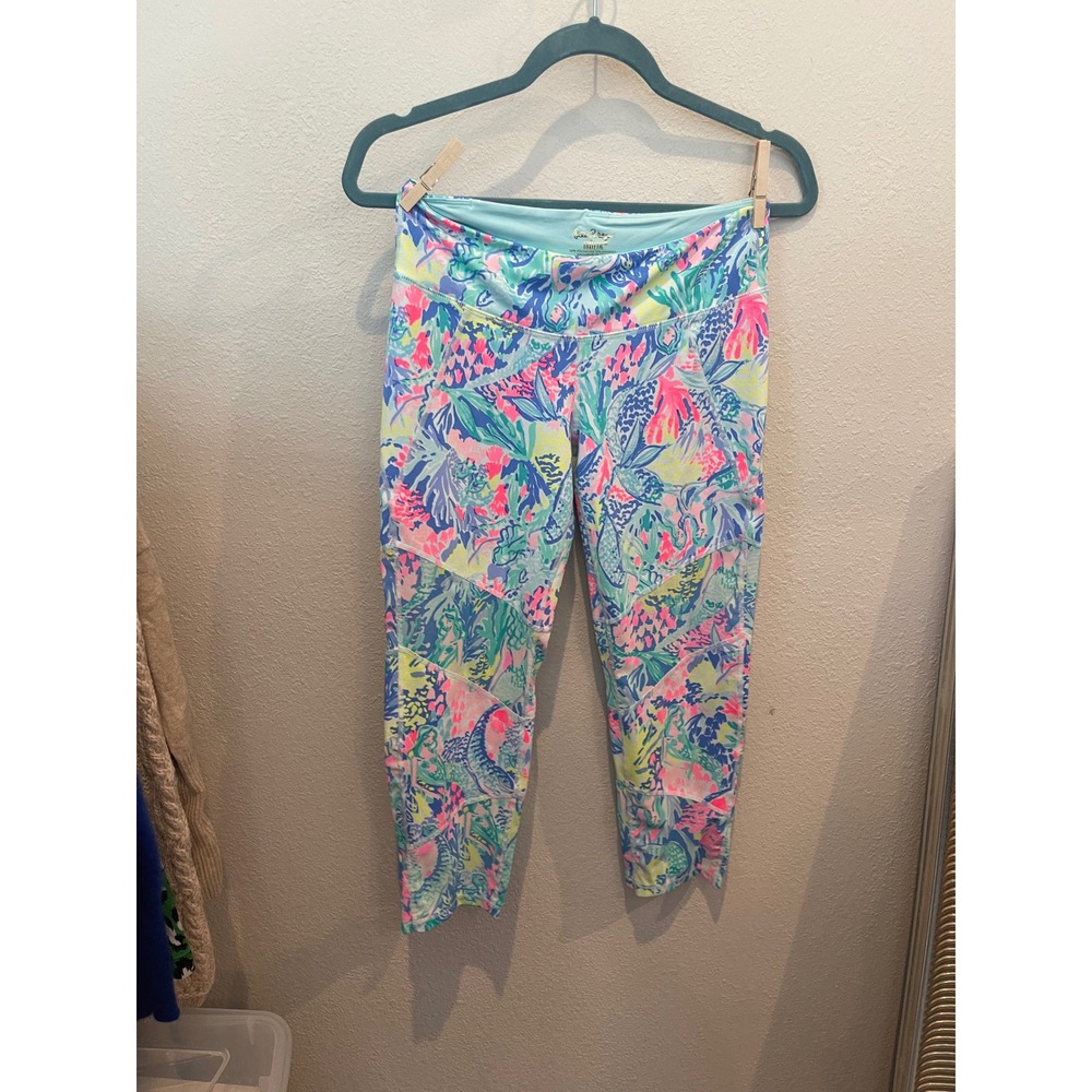Lilly Pulitzer Luxletic Crop Leggings Womens Medium Multi Color Tropical Floral
